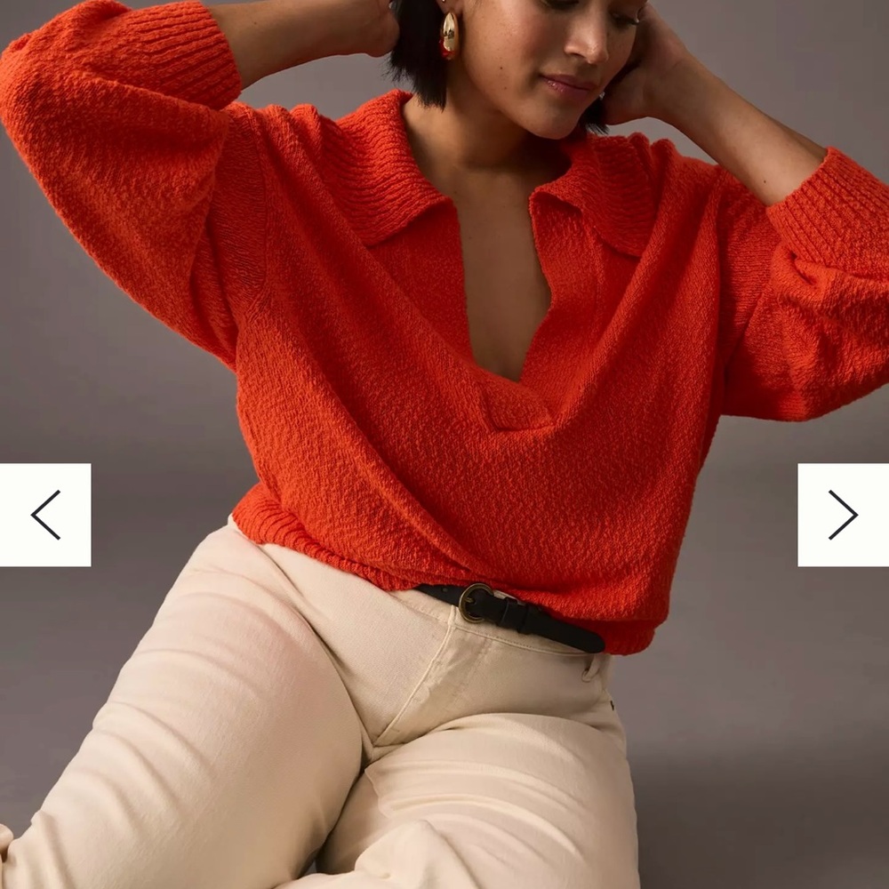 Anthropologie Maeve Bright Orange Sweater - Picture 3 of 10